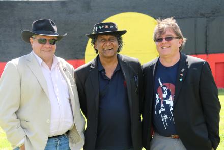 Mick Dodson, Ray Minniecon and John Maynard at the Sydney Yarn Up