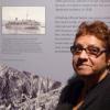 Vernice Gilles in front of the story about her Uncle Jack Coyne at the Western Australian Museum, Albany (Image: Craig Keesing)  